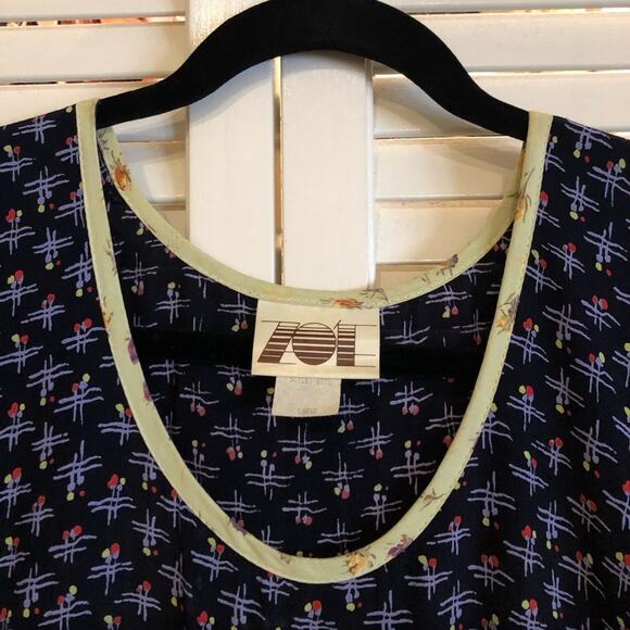 Vintage Zoe Blue Printed Belted Dress Large - Picture 5 of 7